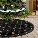 Schwarze Romantische Runde Weihnachtsbaumdecken matt aus Kunstfell 