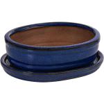 Blaue 12 cm Dehner Ovale Bonsaischalen 12 cm aus Keramik 
