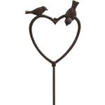 Braune Romantische Gartenstecker & Beetstecker mit Herz-Motiv aus Gusseisen 