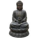 Dunkelgraue Asiatische Buddha-Gartenfiguren aus Kunststein 
