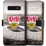 DeinDesign Klapphülle kompatibel mit Samsung Galaxy S10 Plus Handyhülle aus Leder schwarz Flip Case VfB Stuttgart Offizielles Lizenzprodukt Stadion