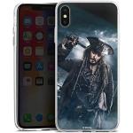 DeinDesign Slim Case extra dünn kompatibel mit Apple iPhone XS Max Silikon Handyhülle transparent Hülle Captain Jack Sparrow Fluch der Karibik Offizielles Lizenzprodukt