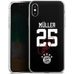 DeinDesign Slim Case extra dünn kompatibel mit Apple iPhone XS Silikon Handyhülle transparent Hülle FC Bayern München FCB Thomas Müller