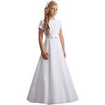 Weiße Kinderfestkleider aus Satin für Mädchen Größe 152 