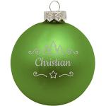 Hellgrüne Runde Christbaumkugeln & Weihnachtsbaumkugeln matt aus Glas personalisiert 