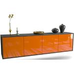 Orange Moderne Lowboards Hochglanz Breite 150-200cm, Höhe 150-200cm, Tiefe 0-50cm 