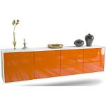 Orange Moderne Lowboards Hochglanz Breite 150-200cm, Höhe 150-200cm, Tiefe 0-50cm 