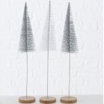 Silberne 40 cm Kunstbäume aus Kunststoff 3-teilig 