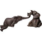 Braune 18 cm KARE DESIGN Elefanten Figuren aus Stein 2-teilig 