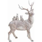 Weiße 30 cm Weihnachtsfiguren mit Hirsch-Motiv 