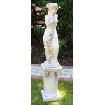 Deko Garten Figur Statue Venus von Milo auf ionischer Säule als Satz Skulptur aus Beton Gesamthöhe 91 cm