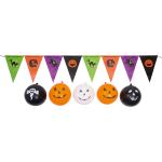 Schwarze Buttinette Wimpelketten mit Halloween-Motiv glänzend 6-teilig 