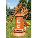 Deko-Shop-Hannusch Garten-Windmühle aus Holz - Höhe 1,15 Meter mit Solarbeleuchtung