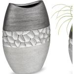Silbergraue Moderne 10 cm Formano Ovale Vasen & Blumenvasen 25 cm matt aus Keramik 