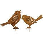 13 cm Deko-Vögel für den Garten aus Stein 2-teilig 