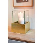 Deko-Windlicht Kerzenhalter viereckig CANDELITA Gold Hochglanz - 20x20x29 cm