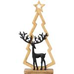 Reduzierte Schwarze 50 cm Weihnachtsfiguren mit Hirsch-Motiv aus Mangoholz 