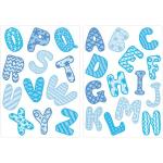 dekodino Wandtattoo »Alphabet mit Mustern 26 Buchstaben Junge« (1 Stück), blau