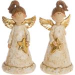 Goldene 15 cm Engelfiguren aus Stein 2-teilig 