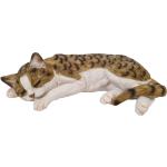 Braune 26 cm Katzenfiguren für den Garten aus Kunststein wetterfest 
