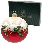 Reduzierte Elfenbeinfarbene Runde Christbaumkugeln & Weihnachtsbaumkugeln aus Glas mundgeblasen 6-teilig 