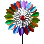 dekojohnson Deko-Windrad »Windrad Blume Regenbogen Metall Gartendeko 34x126c« (kein Set, kein Set), bunt