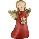 dekojohnson Engelfigur »Weihnachtsengel mit goldfarbenen Flügel rot 13 cm« (kein Set, kein Set), rot