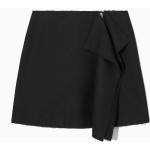 Schwarze COS Mini Nachhaltige Asymmetrische Wollröcke aus Wolle für Damen Größe S für den für den Herbst 