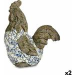Blaue Hahn-Gartenfiguren aus Kunstharz 2-teilig 