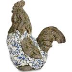 Blaue Hahn-Gartenfiguren aus Kunstharz 