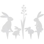 Weiße Hasen-Gartenfiguren 16 cm aus Metall 5-teilig Ostern 