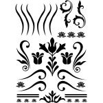 Schwarze Wandtattoos Ornamente mit Ornament-Motiv 2-teilig 