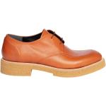 Reduzierte Orange Business DEL CARLO Derby Schuhe mit Schnürsenkel aus Leder für Damen Größe 38,5 mit Absatzhöhe bis 3cm 
