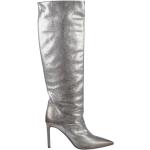 Reduzierte Graue DEL CARLO High-Heel Stiefel aus Leder für Damen Größe 37 