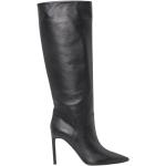 Reduzierte Schwarze DEL CARLO Spitze High-Heel Stiefel aus Leder für Damen Größe 36 