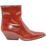 Reduzierte Rote Lack-Optik DEL CARLO Cowboy-Boots & Cowboystiefeletten aus Leder für Damen Größe 39 mit Absatzhöhe 5cm bis 7cm 