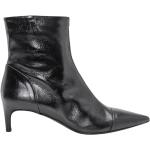 Reduzierte Schwarze DEL CARLO Spitze High Heel Stiefeletten & High Heel Boots aus Leder für Damen Größe 37 mit Absatzhöhe 5cm bis 7cm 