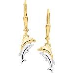 Nickelfreie Goldene Delfin Ohrringe aus Gold 14 Karat mit Zertifikat für Kinder 