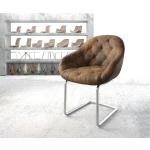 Reduzierte Braune Vintage DeLife Gaio-Flex Freischwinger Stühle aus Edelstahl mit Armlehne Breite 50-100cm, Höhe 50-100cm, Tiefe 50-100cm 