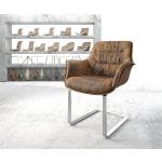 Reduzierte Braune Vintage DeLife Kaira-Flex Freischwinger Stühle aus Stahl mit Armlehne Breite 50-100cm, Höhe 50-100cm, Tiefe 50-100cm 