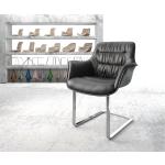 Reduzierte Schwarze DeLife Kaira-Flex Freischwinger Stühle aus Leder mit Armlehne Breite 50-100cm, Höhe 50-100cm, Tiefe 50-100cm 