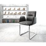 Reduzierte Schwarze DeLife Vinja-Flex Freischwinger Stühle aus Leder gepolstert Breite 50-100cm, Höhe 50-100cm, Tiefe 50-100cm 