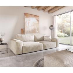 DELIFE Big-Sofa Lanzo XL 270x130 cm Cord Beige mit Hocker, Big Sofas