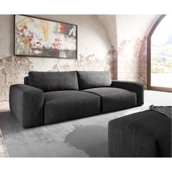 DELIFE Big-Sofa Lanzo XL 270x130 cm Mikrofaser Schwarz mit Hocker, Big Sofas