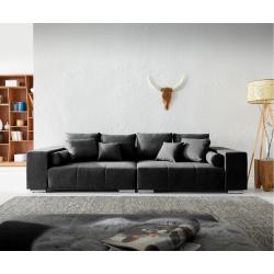 DELIFE Big-Sofa Marbeya 285x115 cm Schwarz mit 10 Kissen XXL-Sofa, Big Sofas