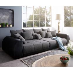 DELIFE Big-Sofa Violetta 310x135 cm Schwarz inklusive Kissen, Big Sofas