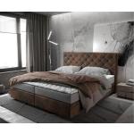 Braune Moderne DELIFE Dream-Great Betten mit Matratze aus Leder Bonellfederkern 180x200 mit Härtegrad 2 