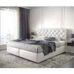 Reduzierte Weiße Gesteppte Moderne DeLife Dream-Great Betten mit Matratze aus Kunstleder 180x200 