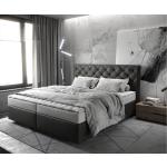 Anthrazitfarbene Gesteppte Moderne DELIFE Dream-Great Betten mit Matratze aus Kunstleder 180x200 