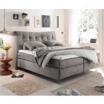 Reduzierte Hellgraue DeLife Betten mit Matratze aus Kunststoff Tonnentaschenfederkern 180x200 mit Härtegrad 2 